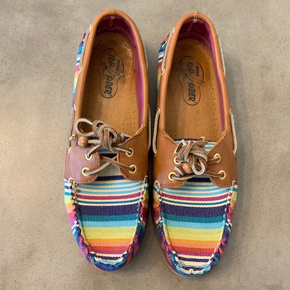 Sperry Topsider rainbow moccasins